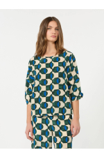 BLUZA CU PRINT GEOMETRIC, DIN MATASE