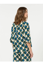 BLUZA CU PRINT GEOMETRIC, DIN MATASE