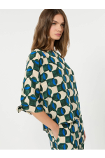 BLUZA CU PRINT GEOMETRIC, DIN MATASE