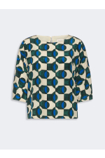 BLUZA CU PRINT GEOMETRIC, DIN MATASE