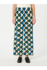 PANTALONI DIN MATASE CU PRINT GEOMETRIC