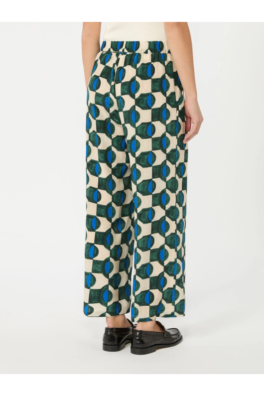 PANTALONI DIN MATASE CU PRINT GEOMETRIC