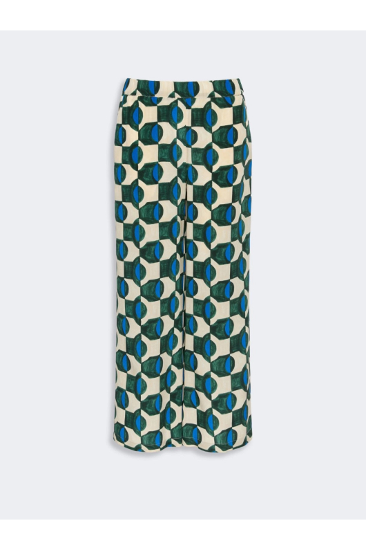 PANTALONI DIN MATASE CU PRINT GEOMETRIC