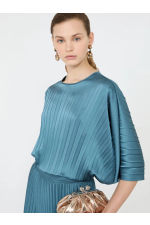 BLUZA ALBASTRA IN PLIURI