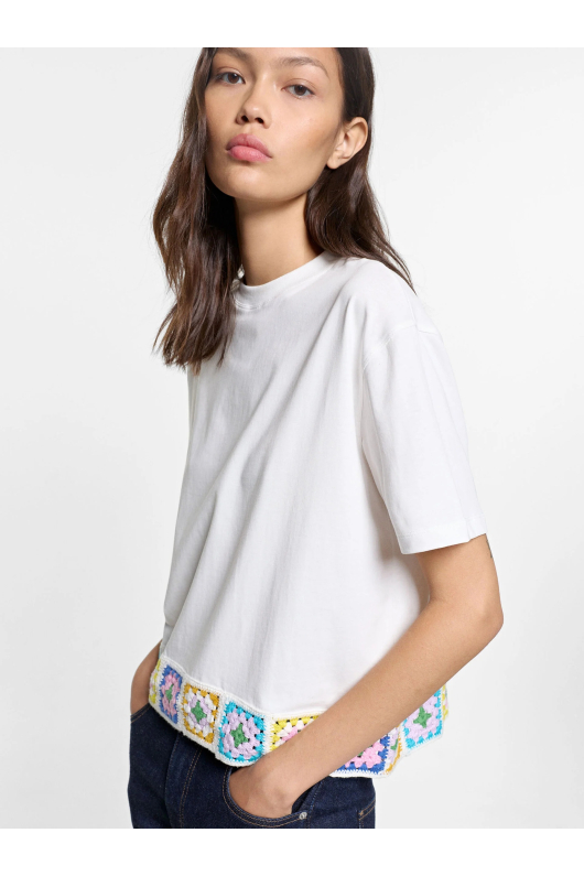 TRICOU ALB CU BRODERIE