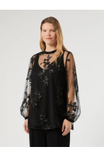 BLUZA NEAGRA DIN TUL, BRODATA
