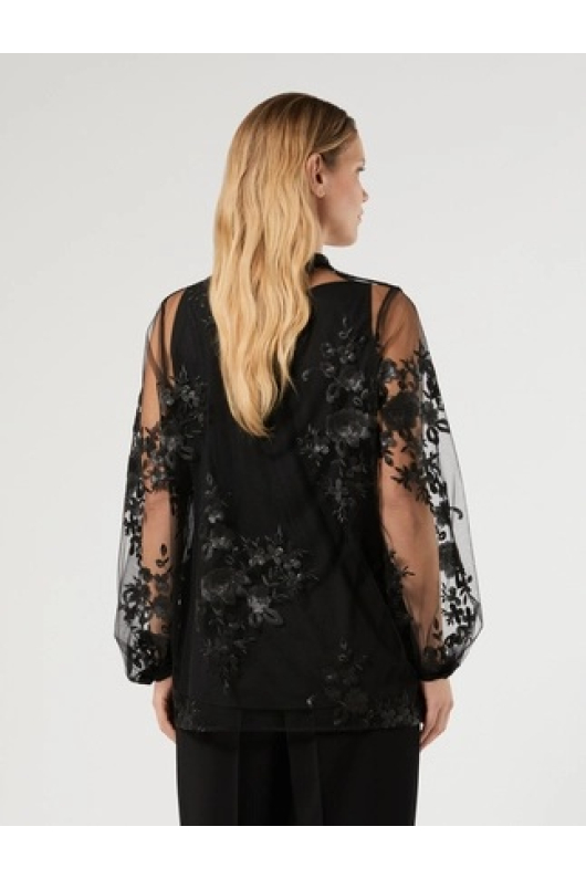 BLUZA NEAGRA DIN TUL, BRODATA