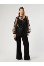 BLUZA NEAGRA DIN TUL, BRODATA