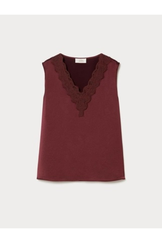 TOP SATINAT CU DANTELA