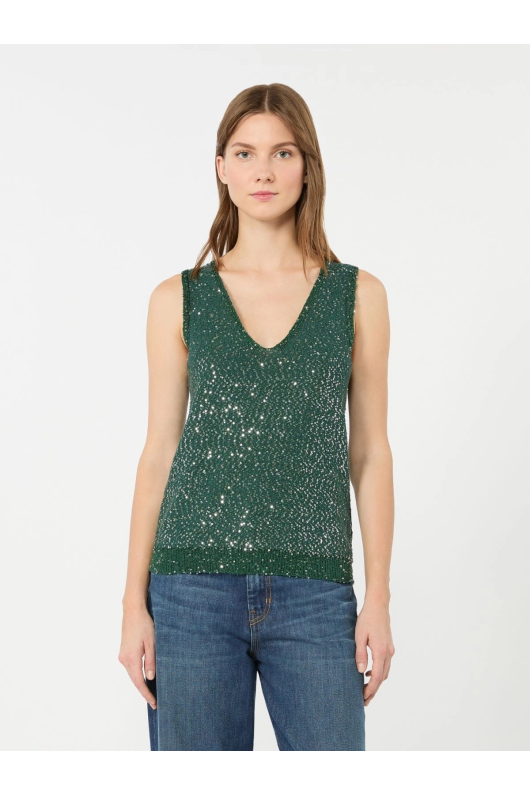 BLUZA VERDE TRICOT, CU PAIETE ATASATE