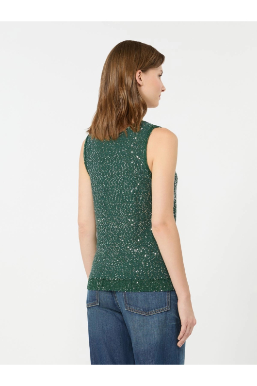 BLUZA VERDE TRICOT, CU PAIETE ATASATE