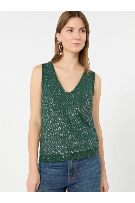 BLUZA VERDE TRICOT, CU PAIETE ATASATE