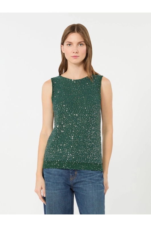 BLUZA VERDE TRICOT, CU PAIETE ATASATE