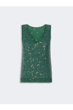 BLUZA VERDE TRICOT, CU PAIETE ATASATE