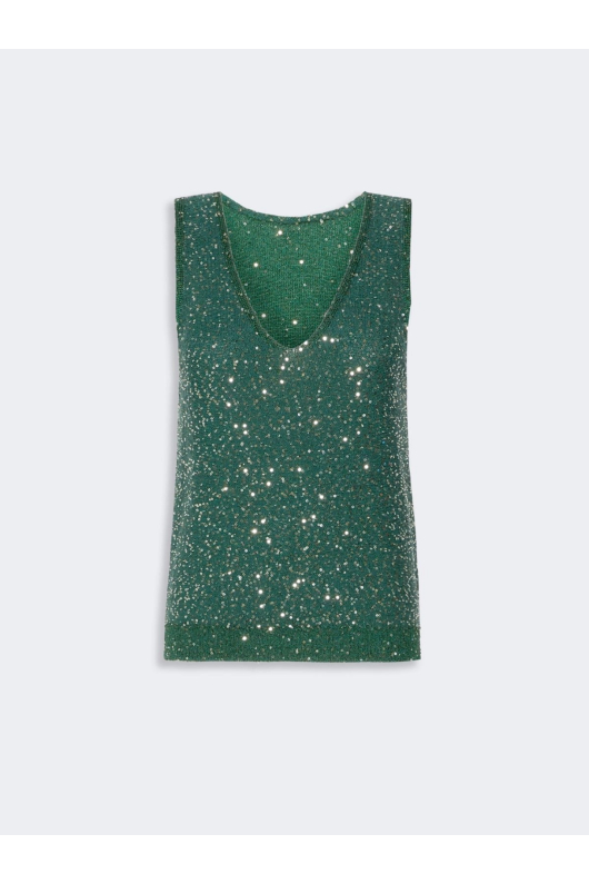 BLUZA VERDE TRICOT, CU PAIETE ATASATE