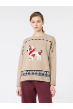 PULOVER BEJ CU PRINT