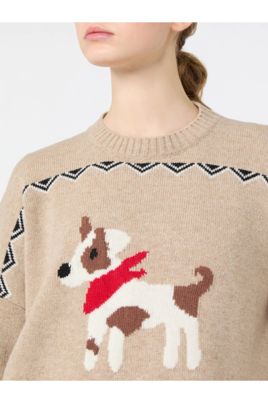 PULOVER BEJ CU PRINT